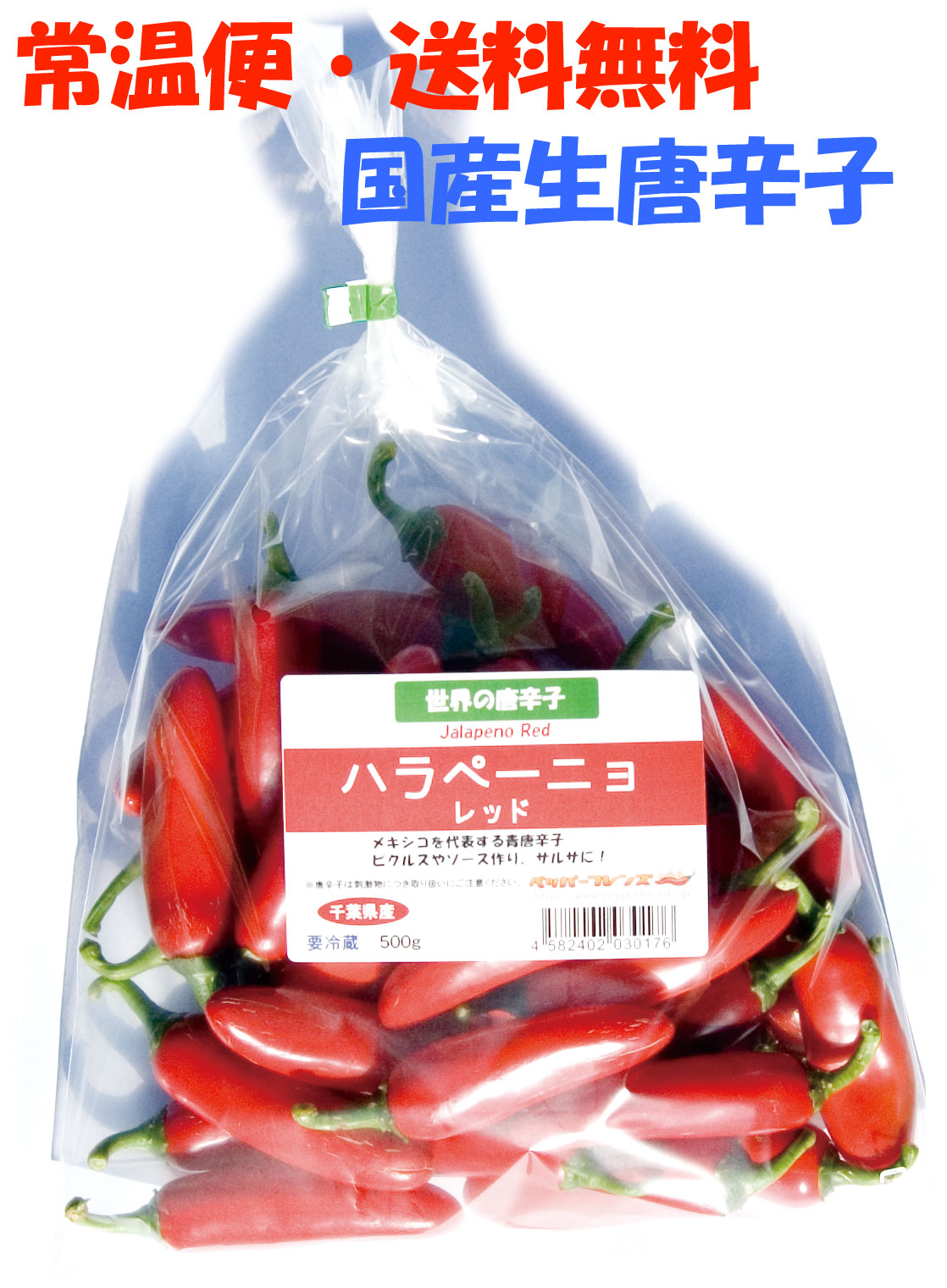 【常温宅配便・送料無料】国産　生 ハラペーニョ 赤 500g 生鮮【3日以内受取必須】